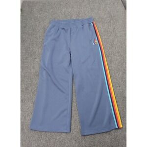 ALDI GEAR Wide Leg Sweatpants Womens XL Blue Rainbow Stripes Pull On‎ Athleisure